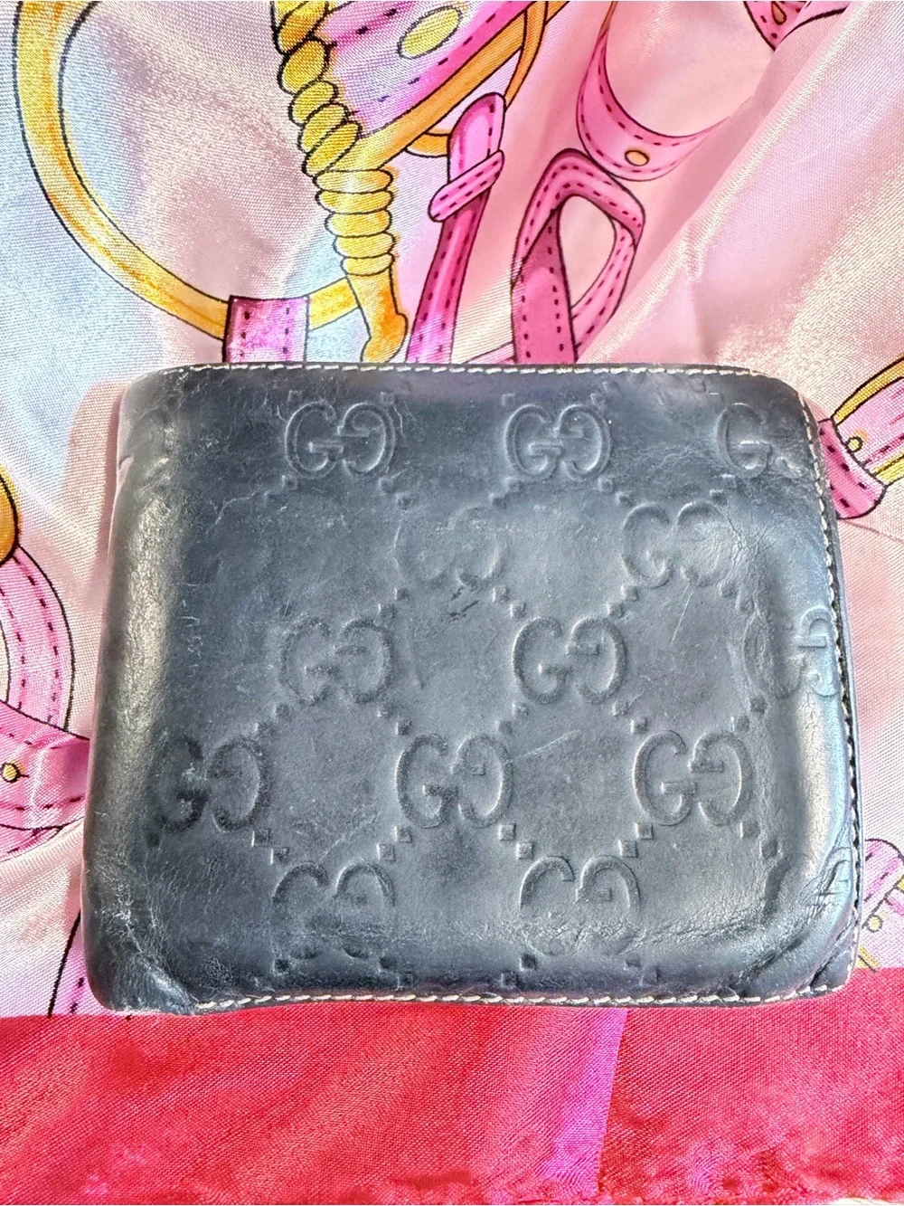 Gucci Black Leather Mens Wallet & Coin Pouch